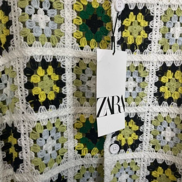 Zara Men's Colorful Crochet Button Down Shirt - Picture 3 of 6